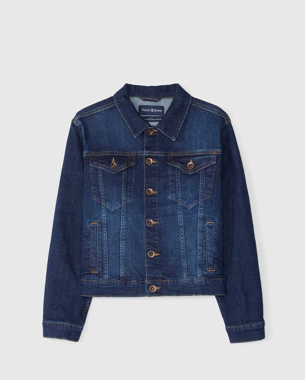 Polos Psycho Bunny Pathe Denim Jacket Bleu Foncé Enfant | YYI-62569302